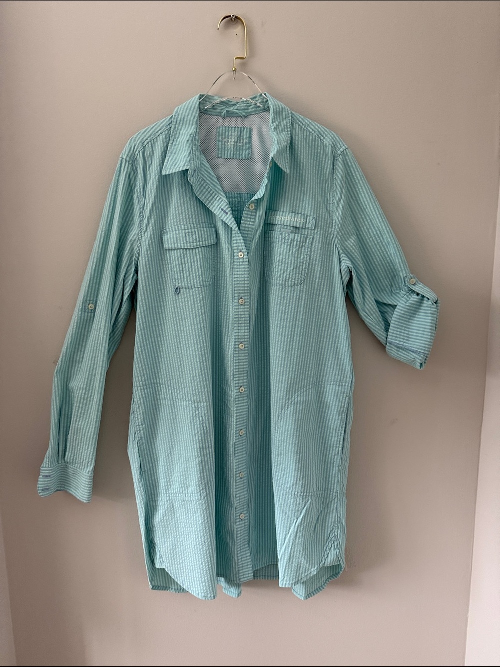 Vineyard Vines Aqua Stripe Shirt Dress